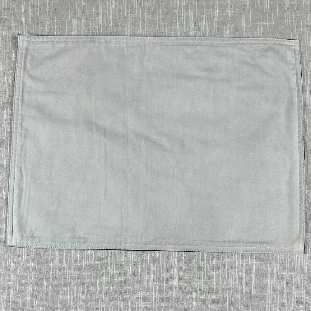 Vintage Handmade Placemats Set Of 4 Cranston Fruit Fabric Handmade MCM Blue